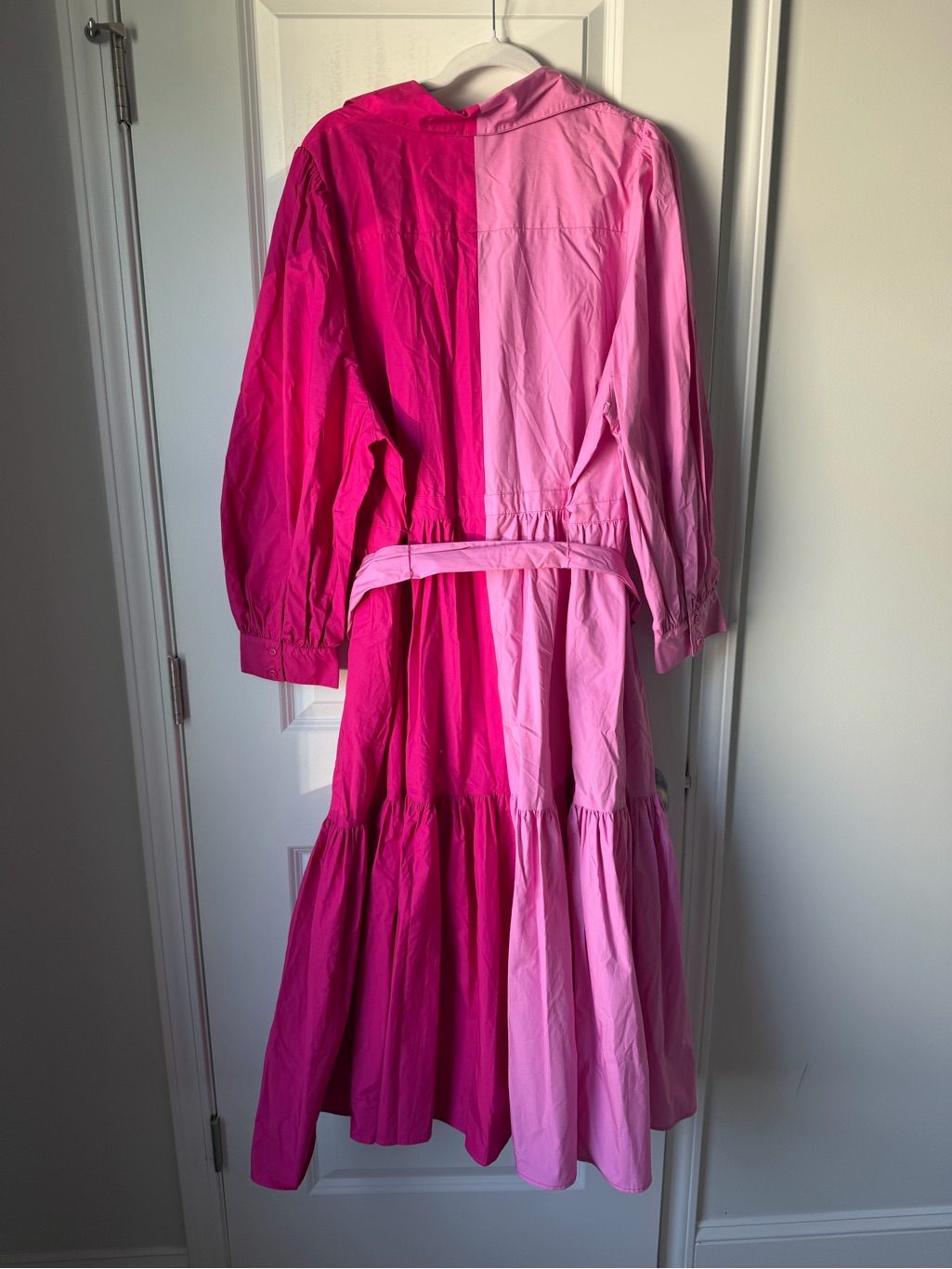 Nwt Christopher John Rogers 2 Tone Pink Shirt Dress Belted Button Tiered 24w/26w — image 2 of 8